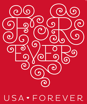 Thumbnail image of the Love Forever Hearts stamps for the United States Postal Service