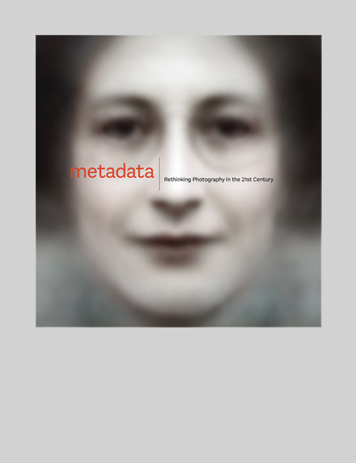 Cover of “Metadata” has a blurry image of a woman’s face with the title treatment placed over her, just under her eyes.