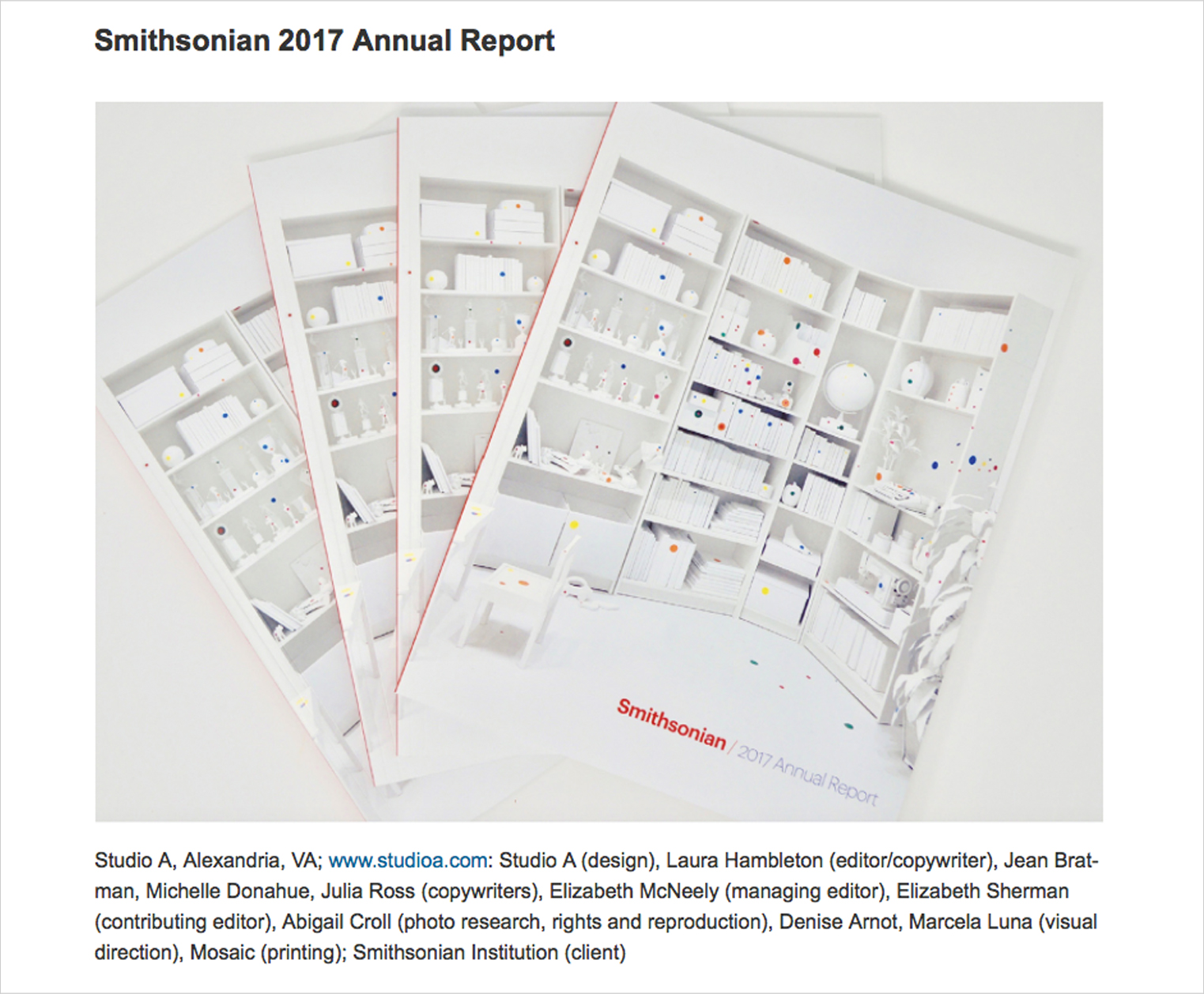 2018 Smithsonian Annual Report, HOW 2019 International Design Winner