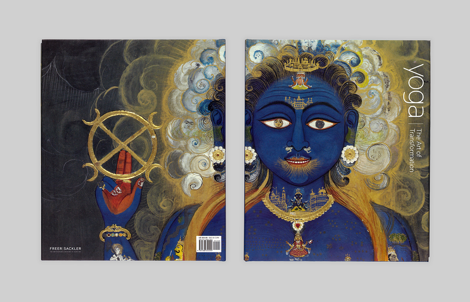 Front and back covers show a detail of the Hindu god Vishna Vishvarupa from India depicted in blue.