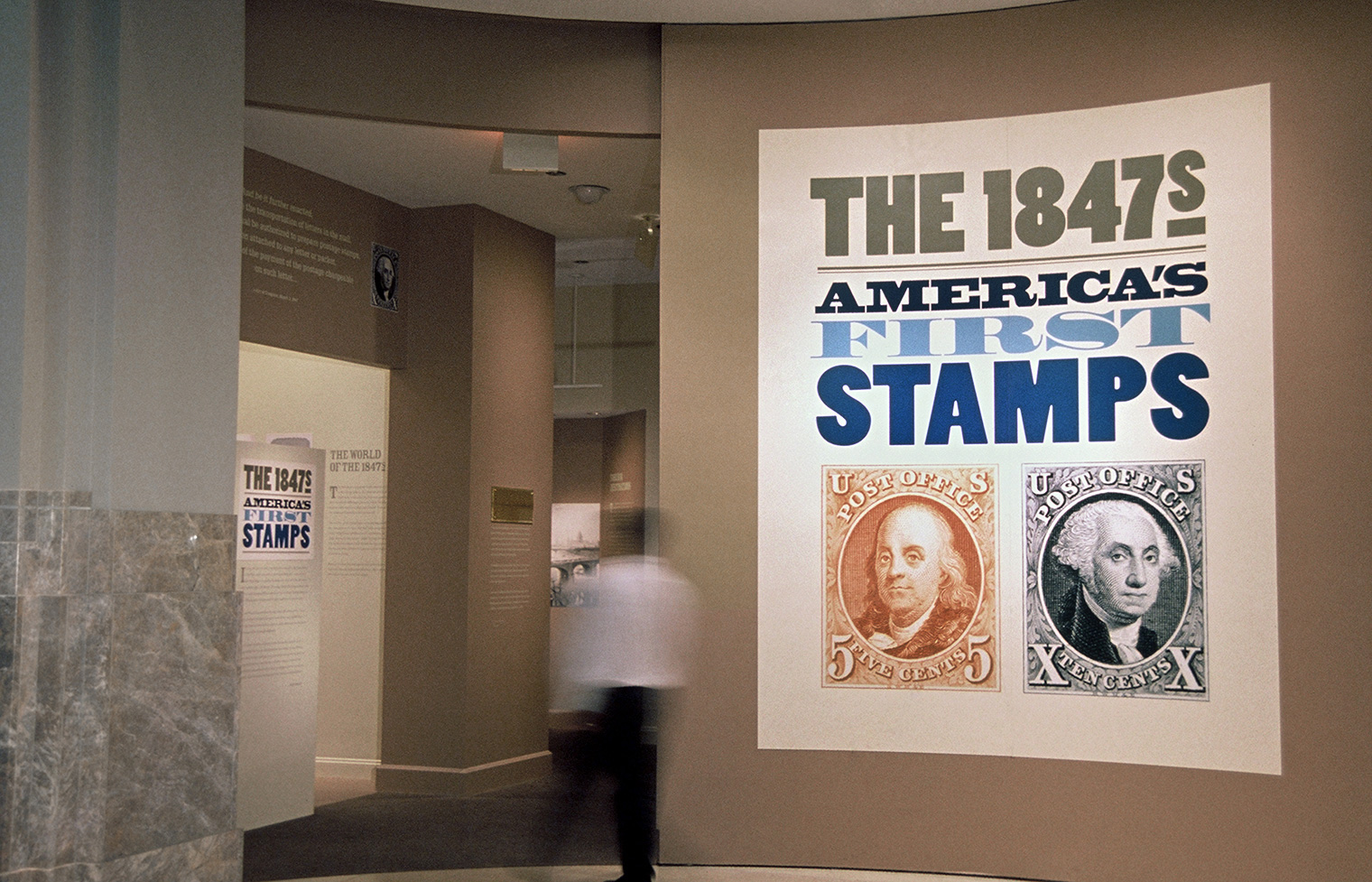 An exhibition presenting more than one hundred envelopes featuring the nation’s first two postage stamps.