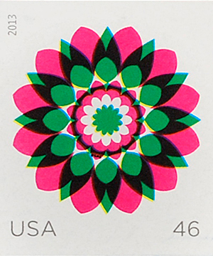 Thumbnail image of the Kaleidoscope Flowers stamp for the United States Postal Service