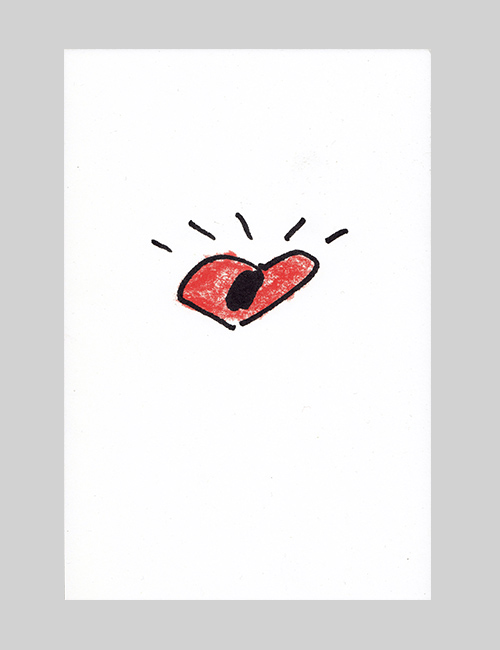 Minimalist Power, Passion, Vision poster with an illustration of an eye shaped like a heart filled in with red crayon.
