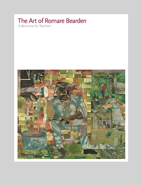 The cover of the Romare Bearden catalogue has the collage depicting two figures from Tomorrow I May be Far Away.