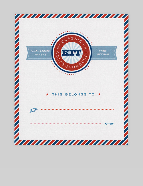Print materials of the Classic Correspondence Kit evoke the design of old air mail letters.
