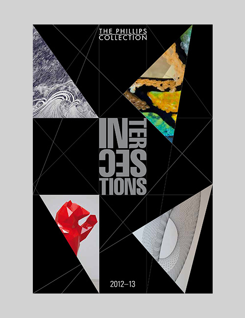 Cover Intersections exhibition brochures for The Phillips Collection where artwork is revealed in triangular shapes.