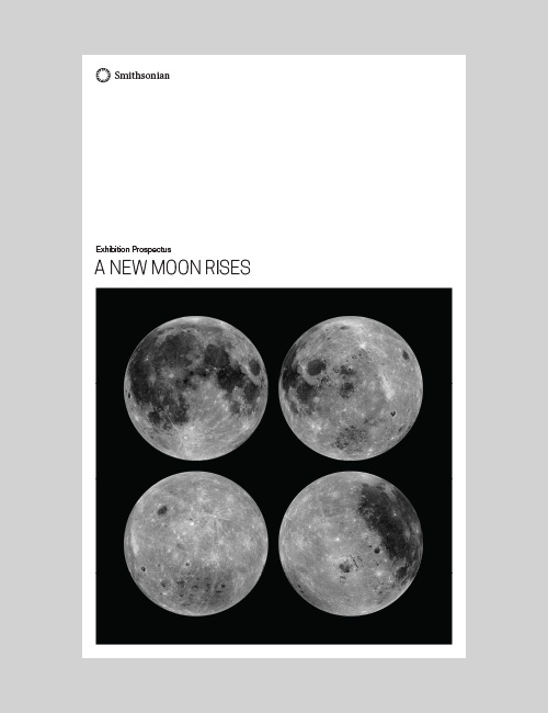 Cover of the prospectus cover for A New Moon Rises shows different views of the moon.