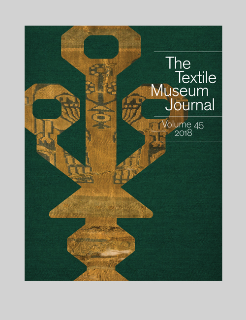 Cover of the 45th issue of the Textile Museum Journal has a textile fragment from Syria or Iran as shown through a pattern.
