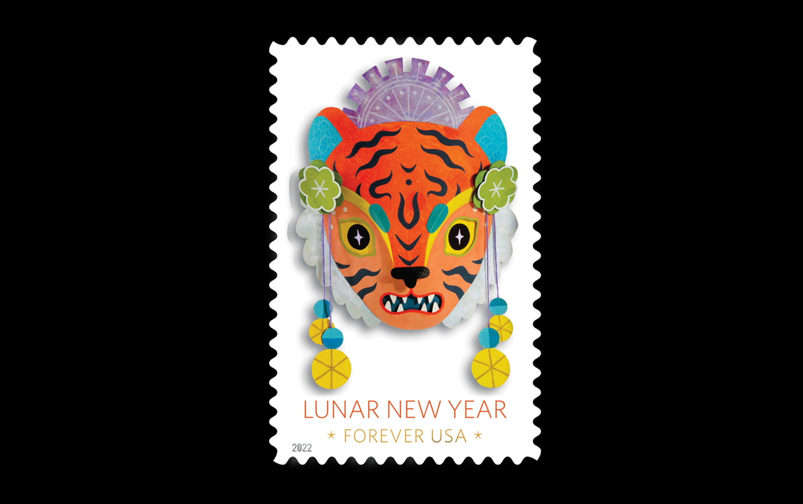Lunar New Year Tiger Stamp by Camille Chew by Camille Chew