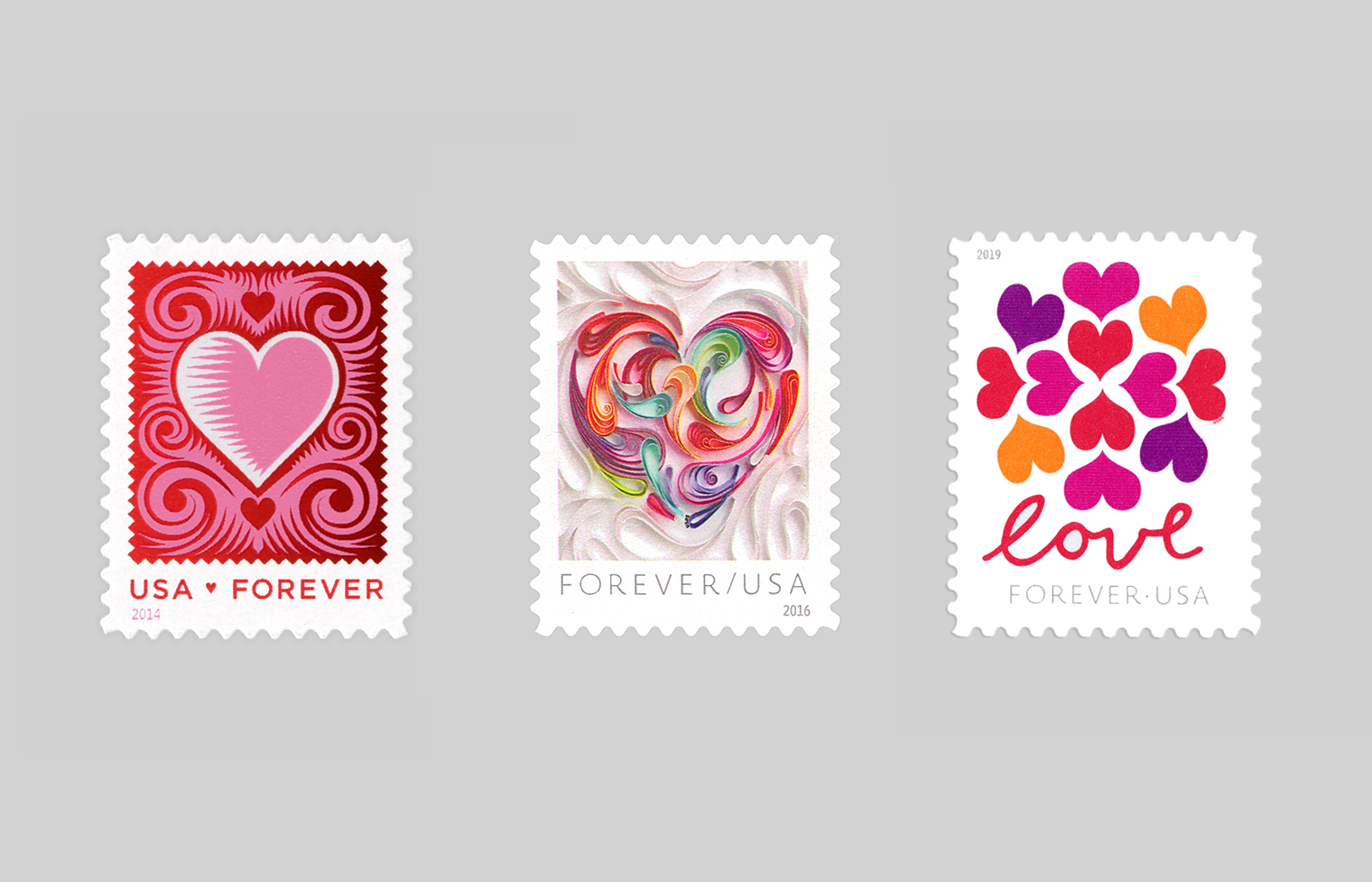 Paper Heart, Quilled Hearts, and Love Blossom stamps